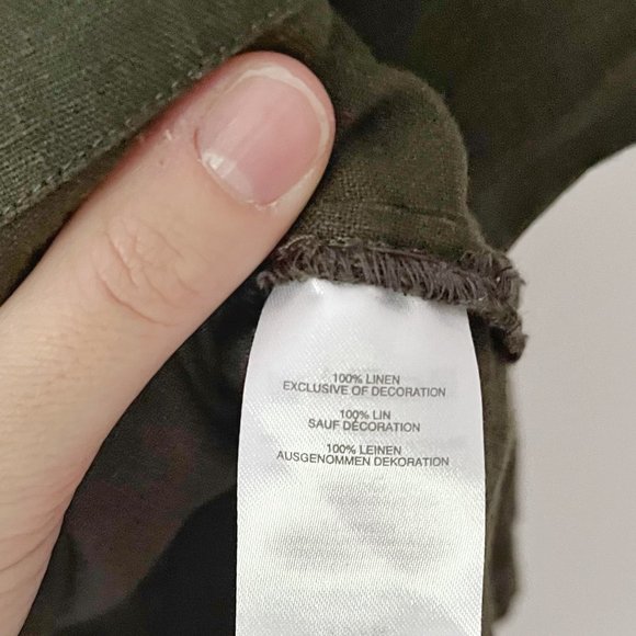 J. Crew Circle Eyelet Cut Out 100% Linen Blouse in Dark Moss Size Large … - Picture 5 of 6